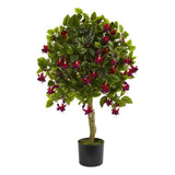 Nearly Natural 3ft Fuchsia Artificial Tree in Green Green Plant