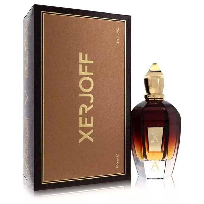 Xerjoff Alexandria II EDP gift set with amber glass bottle and brown presentation box