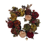 22" Autumn Hydrangea Peony Colorful Wreath Home Classic Flowers Hydrangea