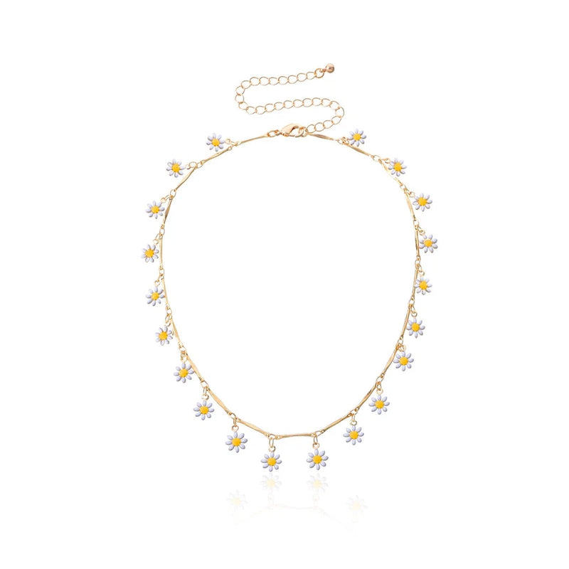 Y2k Daisy Flower Choker Necklace for Women Bohemian Colorful Sunflower Floral Ne Sunflower