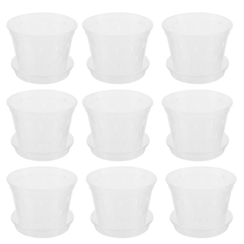 9 Pcs Clear Nursery Pot Orchid Planter Plastic Pots Garden Flowerpot Garden Plants