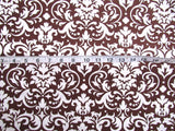 1 yd 100% Cotton Fabric Brown with White Scrollwork Floral All Over Flowering Plants
