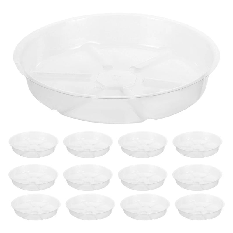 Clear white round plastic plant saucer trays, 15-piece water catchers for flower pots