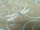 Jacquard Scrolls & Embroidered Dragonfly Taupe/Blues/Cream Heavy BTY "Fly Away" Flowering Plants