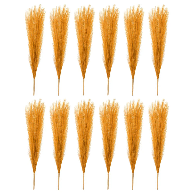 12 Pcs 17 Inch Faux Pampas Grass Artificial Boho Decor Golden Dried Flower