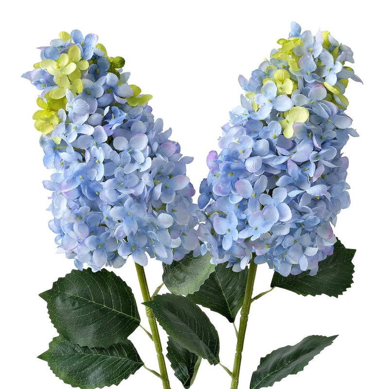 JINWOE Blue Artificial Hydrangeas Silk Flowers, 2Pcs 31.5" Full Large Hydrangea