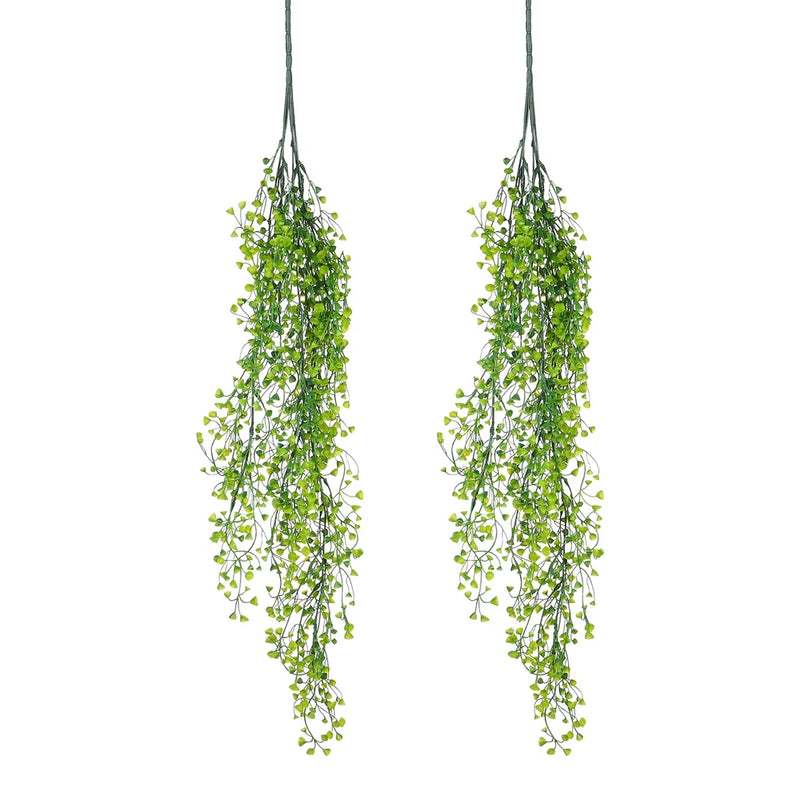 2 Pcs Artificial Hanging Plants Fake Ferns Hanging Vines for Home Green Green Plant
