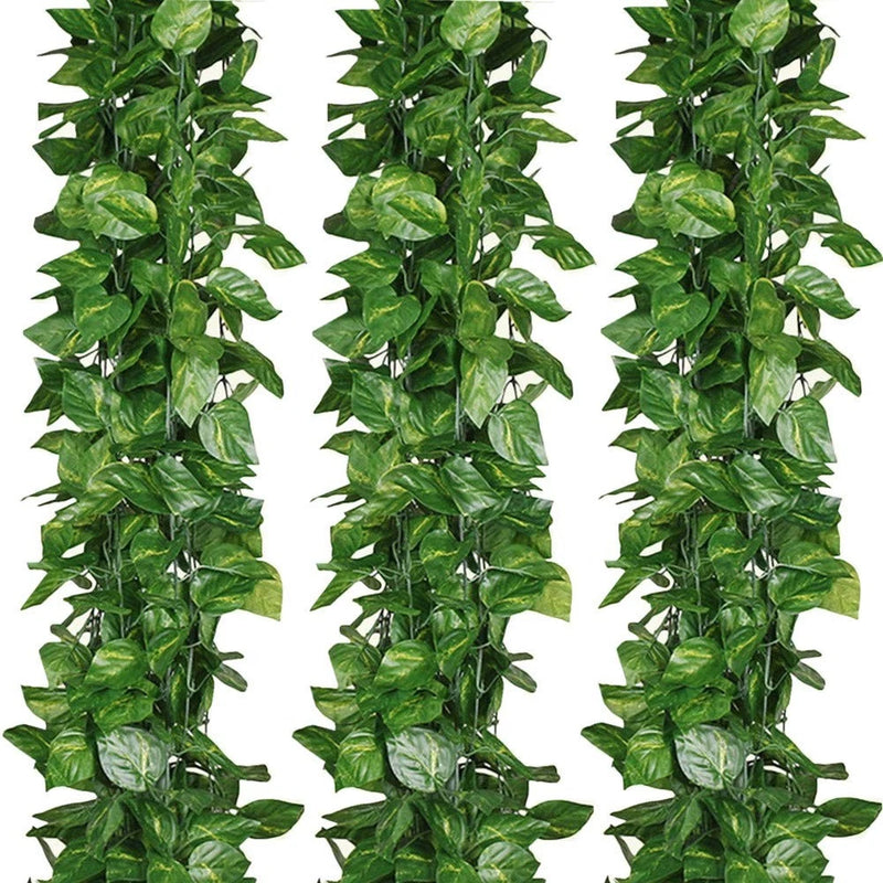 84 feet Artificial Vines Greenery Garland Fake Hanging Scindapsus/12 Strands Green Plant