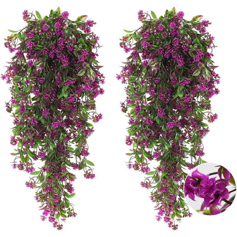 2pcs Artificial Hanging Green Plant Wicker Decor for Indoor Outdoor Use Green Plant