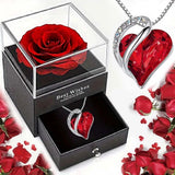 New Hot Selling Valentine's Day Gift Ocean Heart Love Necklace with Eternal Rose Roses