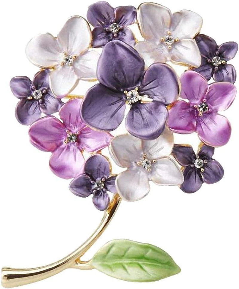 Enamel Purple Lilac Flower Brooches Women Collar Hydrangea Weddings Brooch Pins Hydrangea