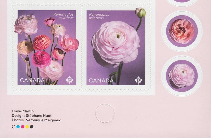 Canada 2023 MNH * RANUNCULUS / PERSIAN BUTTERCUP * Bottom pair from booklet Ranunculus