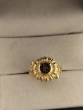 Sunflower Ring in Gold Plated over 925 sterling silver Smokey Sunflower