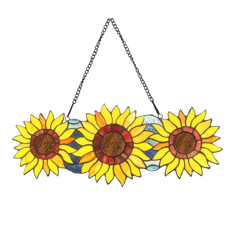 22" Stained Glass Sunflower Window Hanging Panel Suncatcher Sunflower