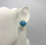 925 Silver, Sunflower Earrings-Blue Sunflower
