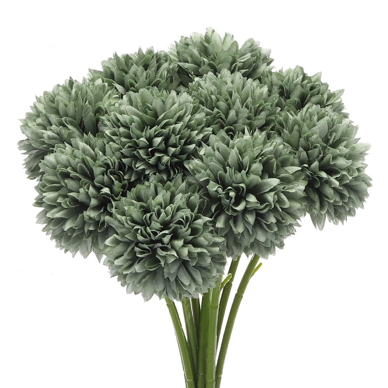 Artificial Flower Heads, Silk Chrysanthemum Hydrangea Green Faux Flowers 10Pcs Hydrangea