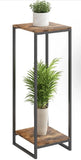 34" Tall Plant Stand Indoor | Sturdy 2-Tier Modern Plant Shelf | Rustic Brown Green Plant