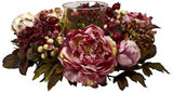 Peony and Hydrangea 16" Wide Holiday Faux Floral Candelabrum Hydrangea