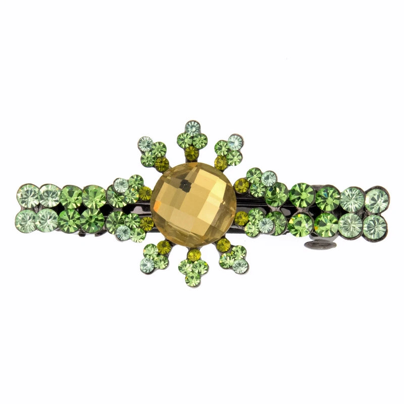 Flower Hair Barrette Clasp Clip Austrian Rhinestone Sunflower Green Jewelry New Sunflower