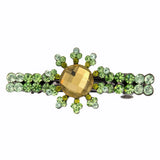Flower Hair Barrette Clasp Clip Austrian Rhinestone Sunflower Green Jewelry New Sunflower