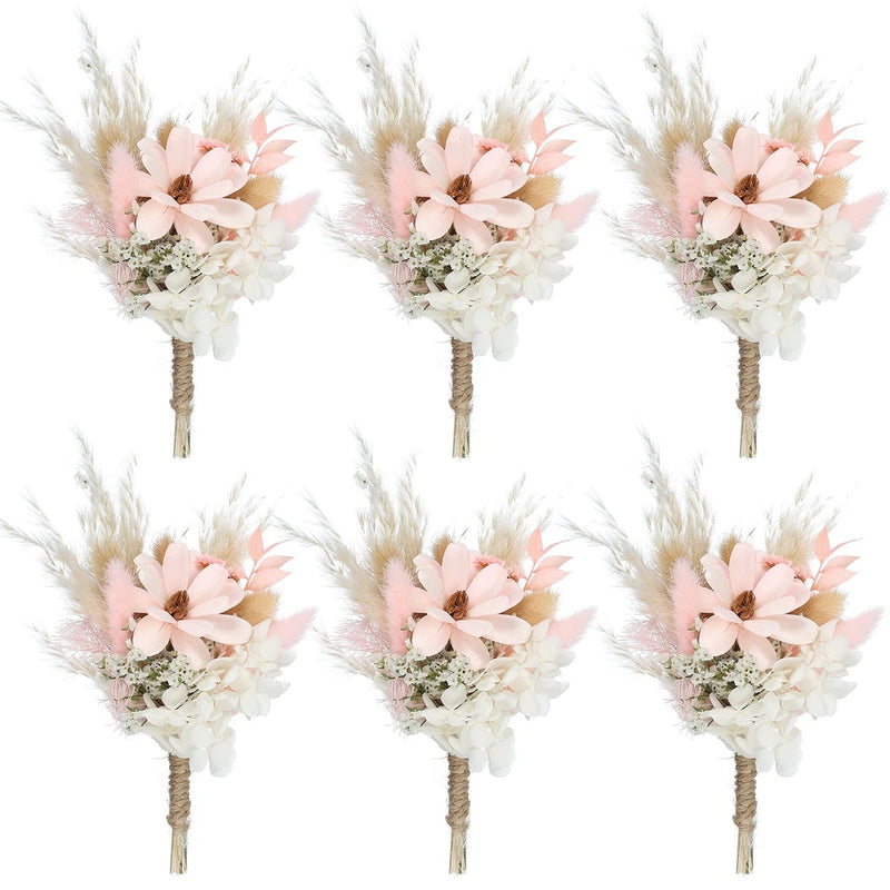 6 Pcs Mini Pampas Grass Dried Flower Bouquet Gypsophila Boho Gift Pink/White Dried Flower