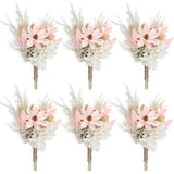 6 Pcs Mini Pampas Grass Dried Flower Bouquet Gypsophila Boho Gift Pink/White Dried Flower