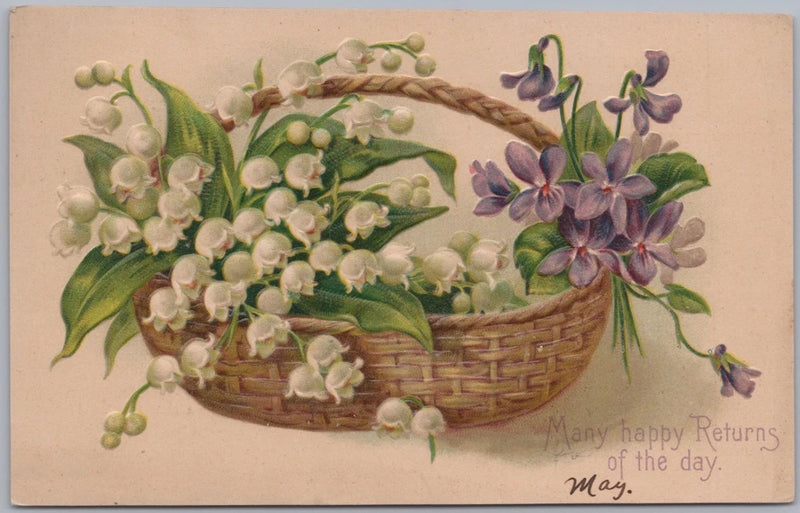 Happy Returns of the Day, Lily of the Valley, 1900s Undivided Back Postcard Lily