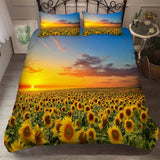 3D Sunflower Flower field Sunlight Quilt Cover Set Bedding Sets Pillowcases 36 Sunflower