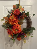 Hydrangea Dahlia Fall Wreath Artificial Flowers Hydrangea