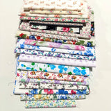 Florals on Light Color Cotton Fabric Remnants 5" to 8" x width of Fabric Flowering Plants