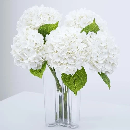 21" Real Touch Hydrangea Artificial Flowers with Long Stem & 5pcs White Hydrangea