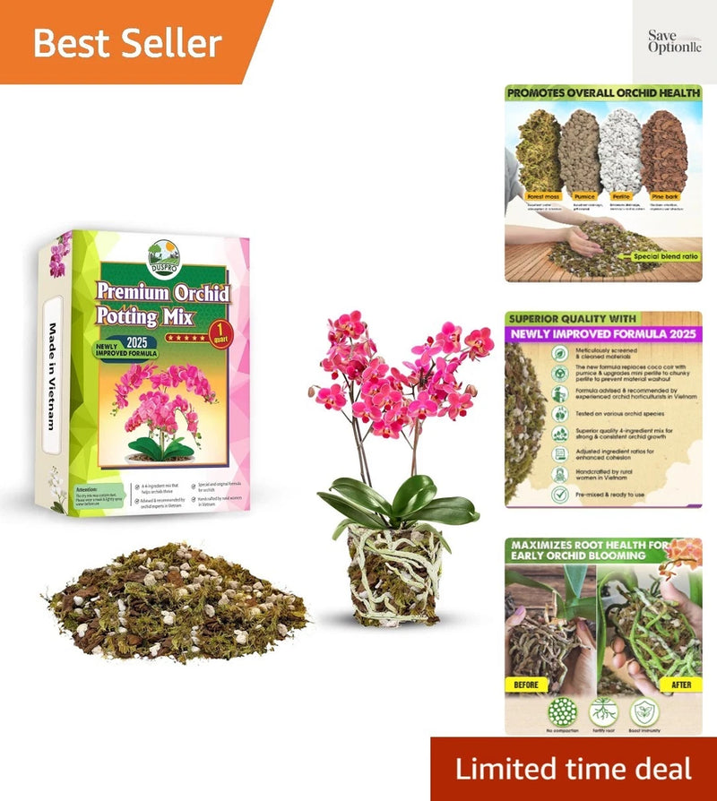 Upgraded] Orchid Potting Mix for Repotting with Forest Moss, Pine Bark, Perli... Orchids
