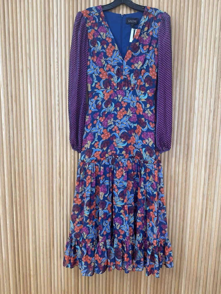 Saloni Devon Dress Tropical Hydrangea Size 2 BNWT Hydrangea