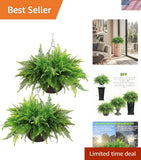 Large Faux Boston Fern Bushes - Maintenance-Free Hanging Plants for Any Space Green Plant