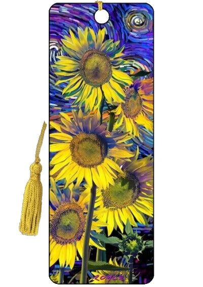 Van Gogh Style 3D Bookmark Sunflower Flower Wild Yellow Field Garden Lover Gifts Sunflower
