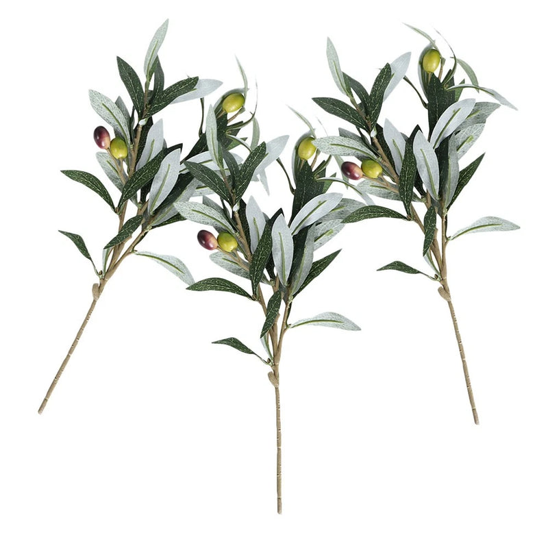 3pcs Artificial Olive Branches Decorative Plants Household Artificial Plants Green Plant