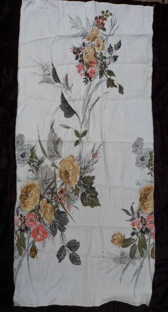 Fabric Remnant Peony Flower Gold Coral 22" x 23" SAISON HAPPILY MARRIED FABRICS Peony