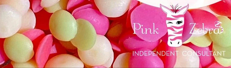 Pink Zebra wax sprinkles in assorted pink, white, and green pieces