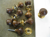Pair of Victorian Edwardian Reproduction Rosewood Reeded Door Knobs & Roses RES2 Roses