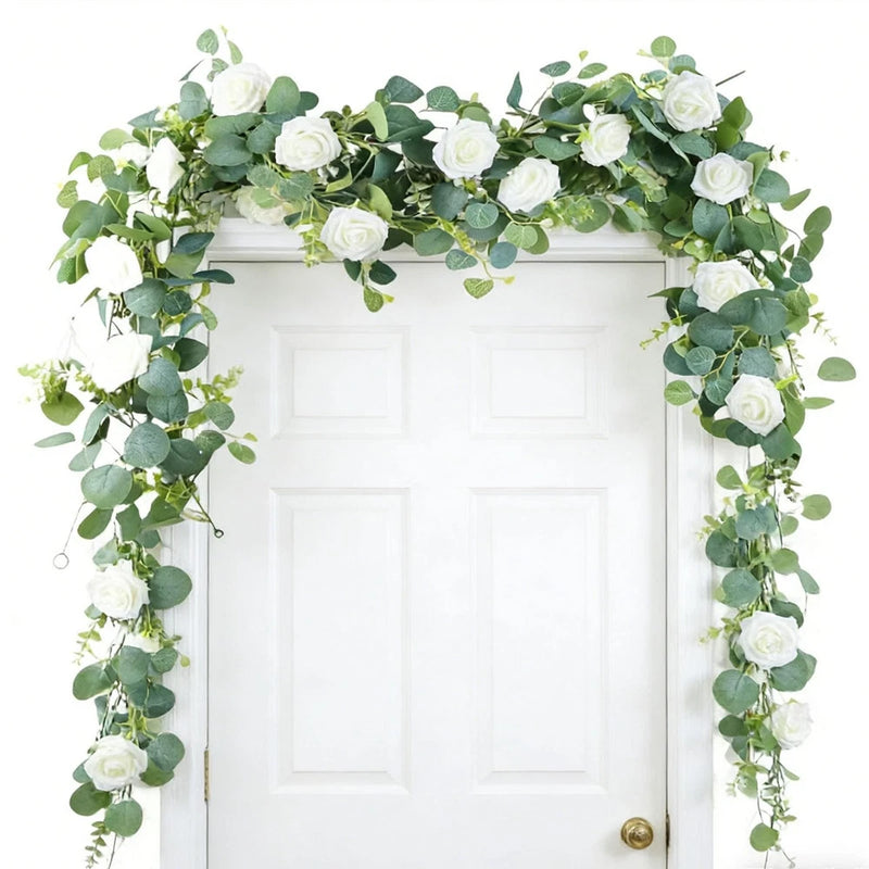 Artificial Vines Greenery Garland Floral Vines Eucalyptus Garland Faux Rose Vine Green Plant