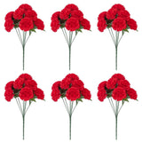 Bulk Package of 6 Red Artificial Carnation 15" Bushes Carnation