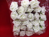 Artificial Foam Flowers Fake Roses W/ Stems Cream - DIY Wedding Home Party decor Bouquet