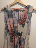 Rodeo Show Women's Dress Size AU 8 Pleated Hydrangea Purple Grey Stretch Floral Hydrangea