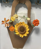Autumn Crochet Flower Bouquet Handmade Sunflower Lily Rose Fall Home Decor Gift Sunflower