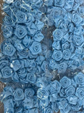250 qty 1 inch Light Blue Ribbon Roses Flowers Roses