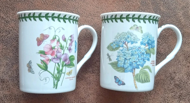 Portmeirion Botanic Garden T2102 Sweet Pea & Hydrangea Coffee Cups Set of 2 Hydrangea