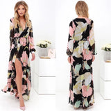 Lulus Wondrous Water Lilies Maxi Dress Small Black Floral New Lily