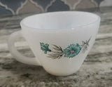 Vintage Fire King Oven Ware Bonnie Blue Carnation Flower Coffee Tea Cup Mug Milk Carnation