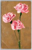 Vintage Pink Carnations Floral Postcard Christmas Greetings 1909 A373 Carnation