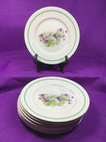 Set 8 Antique Semi Porcelain 6 1/4Ó Dessert Plates Hydrangea & Violets     410 Hydrangea